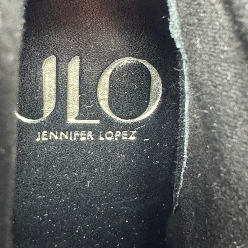 JLO Jennifer Lopez Mid Calf Ankle Black Patent Faux Leather Boots Shoes Size 9 - Picture 10 of 10